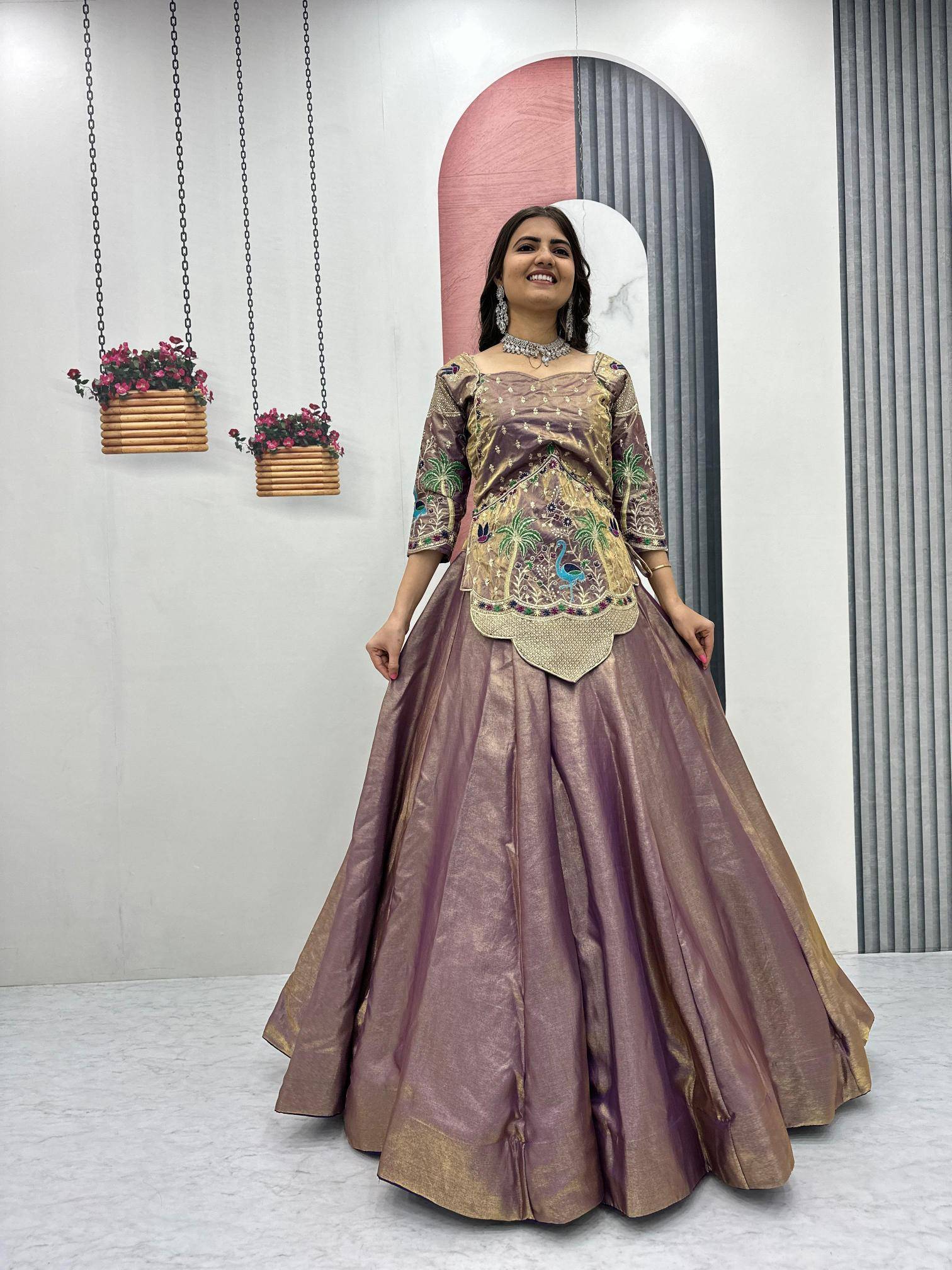 Tapi 312 silk satin Purple Fancy lehenga choli